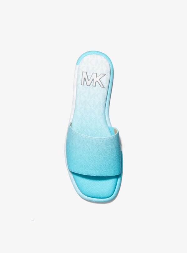 Damske Slapky Michael Kors Hayworth Ombré Logo Modre - Topanky Michael Kors Vypredaj | CJLNG-7592